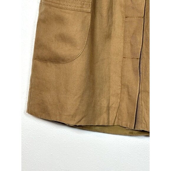 J Crew Brown Linen Blend Pocket Skirt Hidden Button Closure Size 0 Preppy Tan‎ - Picture 3 of 13